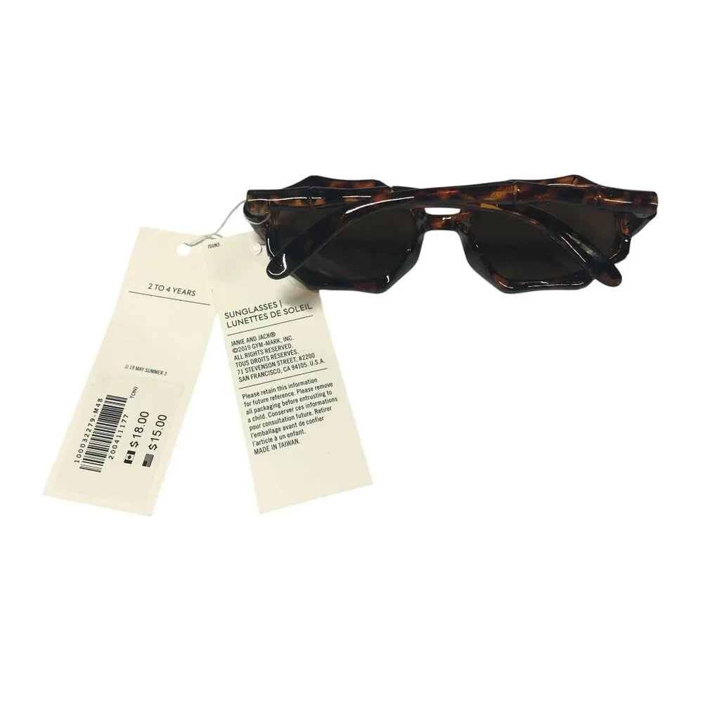 Janie and Jack Girls Sunglasses Tortoiseshell Bamboo Brown Frames 2-4 Years